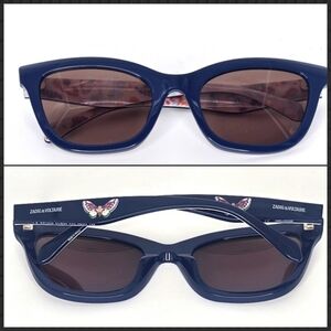 Zadig & Voltaire Violet Blue w Butterfly side detail rounded‎ cat eye Retro Y2k